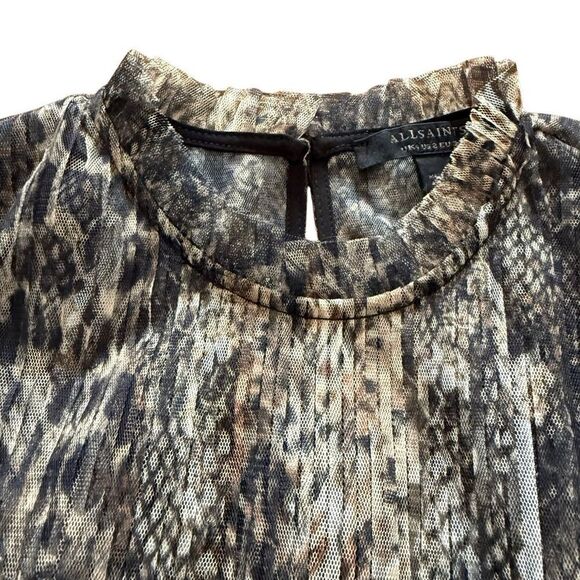 ALLSAINTS Perri Noche Tulle Top Blouse Animal Print 2 - Picture 5 of 9
